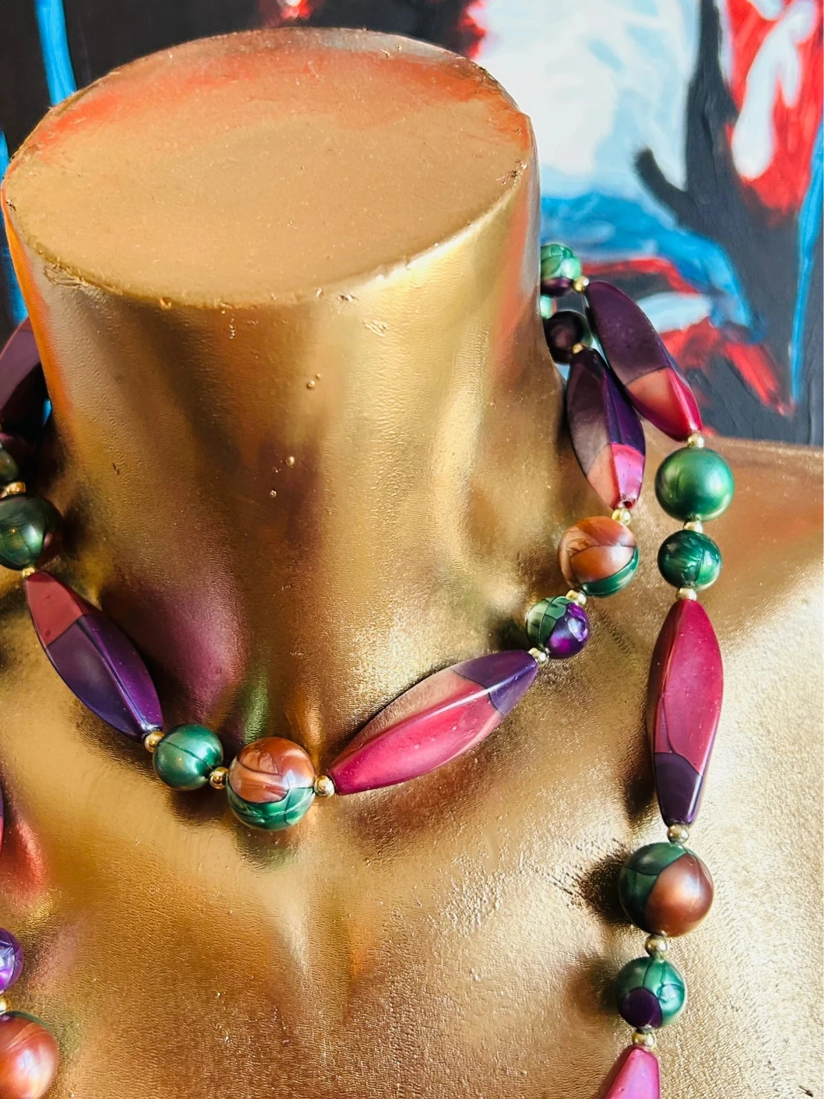 Mooie retro acryl halsketting – photo 2